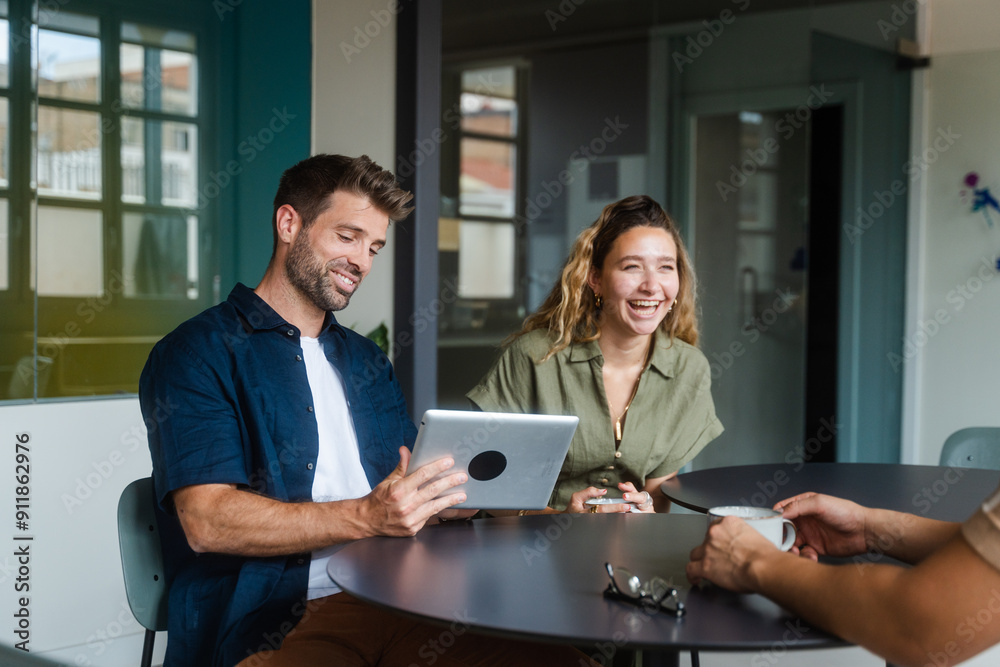 Businesspeople Using Digital Tablet In Modern Office Businesspeople Using Digital Tablet In Modern Office