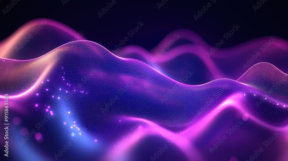 Obraz premium Dynamic ultraviolet waveforms glowing brightly, ideal for texture mapping.