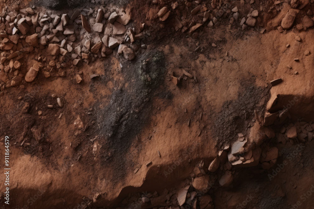 Processed collage of red soil ground surface texture. Background for banner, backdrop or texture Processed collage of red soil ground surface texture. Background for banner, backdrop or texture