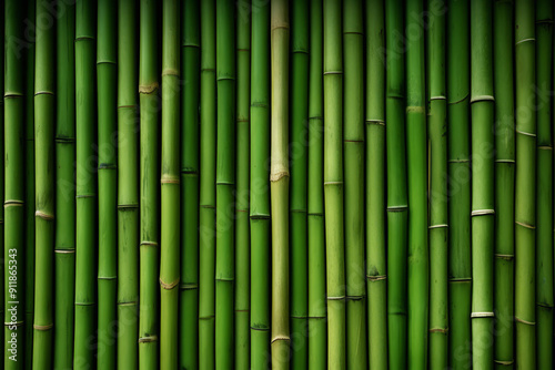 Processed collage of green bamboo fence surface texture. Background for banner, backdrop
