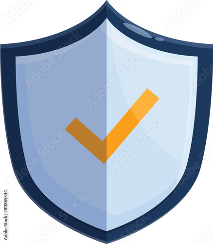 Shield showing check mark presenting concept of safety and security