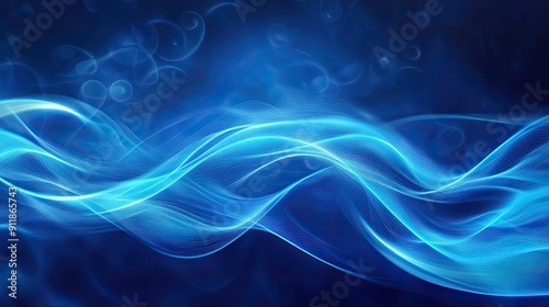 Serene blue neon waves flowing softly, creating an elegant and relaxing background.