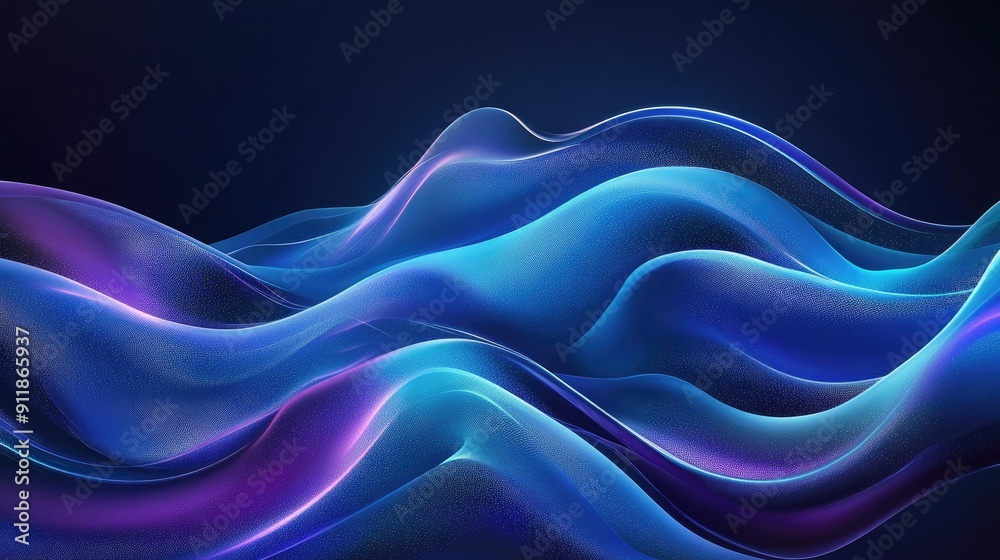 Smooth and soft blue neon waves creating a sophisticated and calming background illustration Smooth and soft blue neon waves creating a sophisticated and calming background illustration