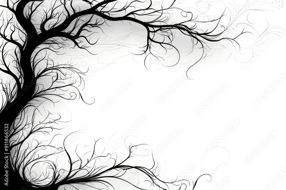 Fototapeta premium Silhouette of a Tree with Intricate Branches