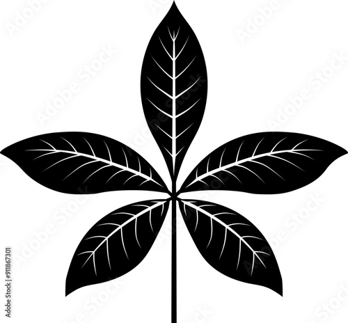 Chestnut leaf icon. Autumn leaf symbol. Silhouette style.