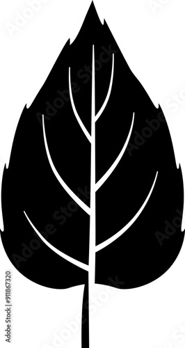 Linden leaf icon. Autumn leaf symbol. Silhouette style.