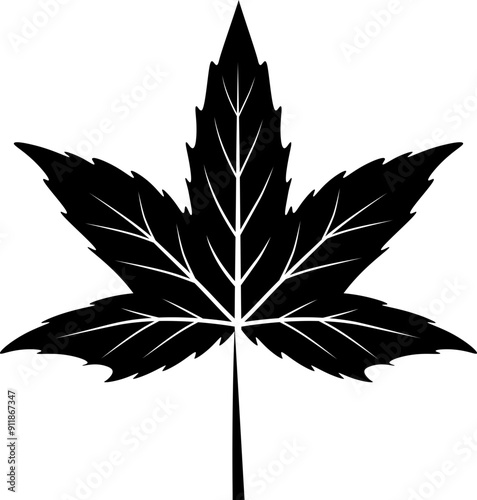 Maple leaf icon. Autumn leaf symbol. Silhouette style.