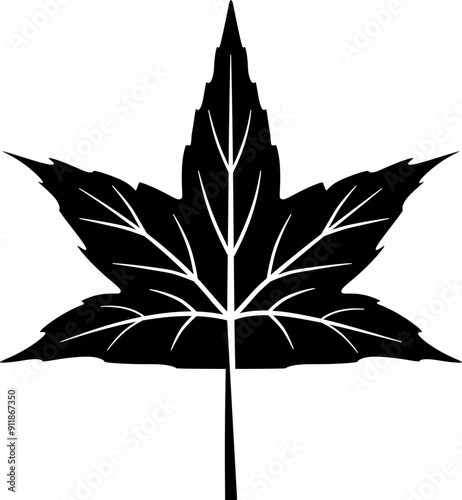 Maple leaf icon. Autumn leaf symbol. Silhouette style.