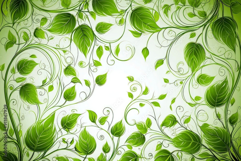 Green Floral Pattern Background Green Floral Pattern Background