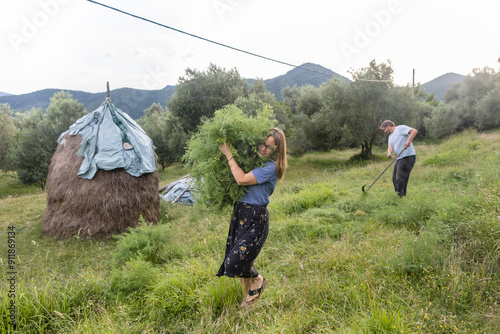 Villagers on the haymaking photo