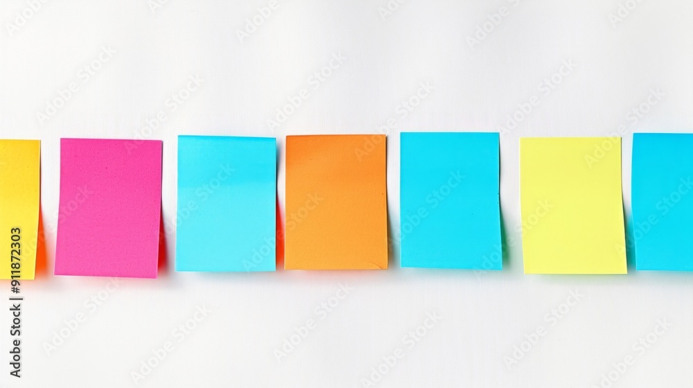 Obraz premium Row of sticky notes for art and craft on a white background generative ai