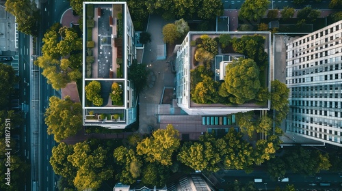 Urban Rooftop Gardens Surrounded By Lush Greenery In A Modern City Landscape