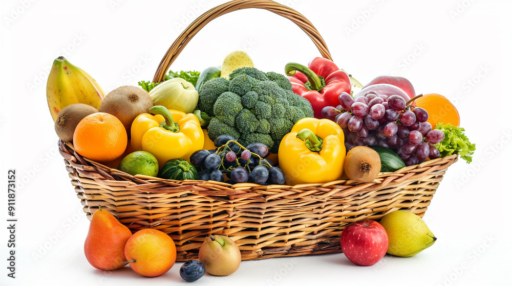 Farmers market. Straw basket full of fresh produce - fruits, vegetables. White background and autumn leaves. horizontal banner
Farmers market. Straw basket full of fresh produce - fruits, vegetables. White background and autumn leaves. horizontal banner