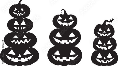 Silhouette of stack of halloween pumpkin vector, halloween pumpkins in stack