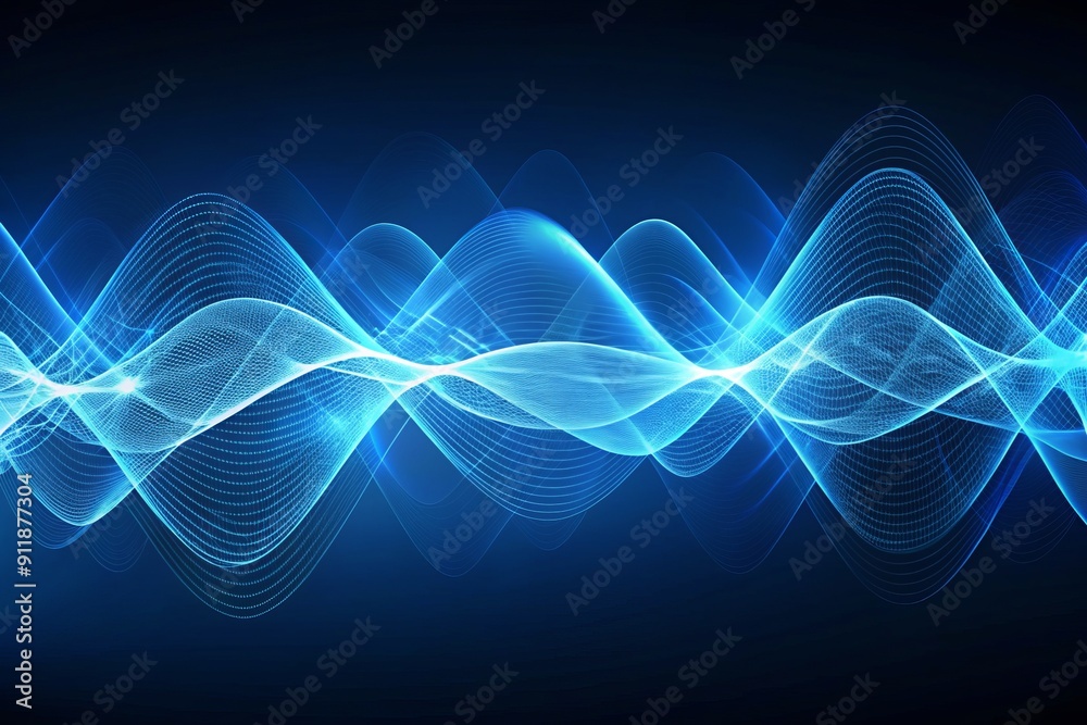 Intricate blue waveform patterns mesmerize against a darker blue background, evoking a sense of dynamic energy and futuristic sophistication in this abstract design element.