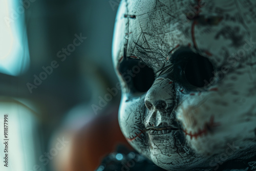 Possessed Doll with diabolical look depicted in creepy Halloween image for scares and fearsome costume inspiration