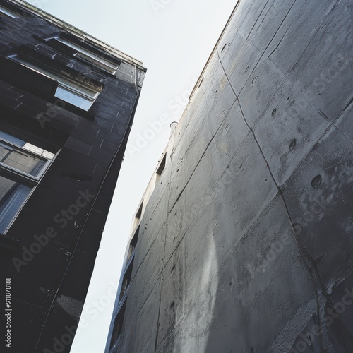 Light Breaking Through Between Two Urban Buildings Under Clear Sky
