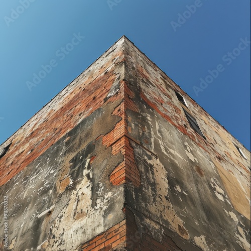 Majestic Old Brick Building Stands Amidst Clear Blue Sky During Bright Daylight
