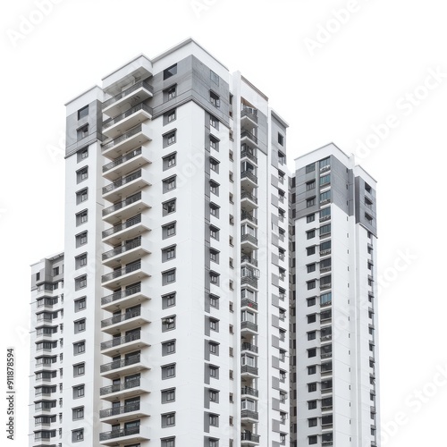 Modern High-Rise Residential Building Surrounded by Clear Sky in Urban Area