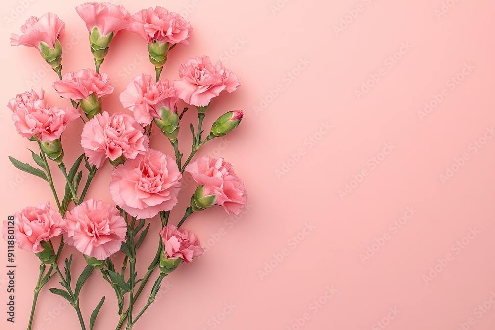 Pink flowers with green stems Pink flowers with green stems