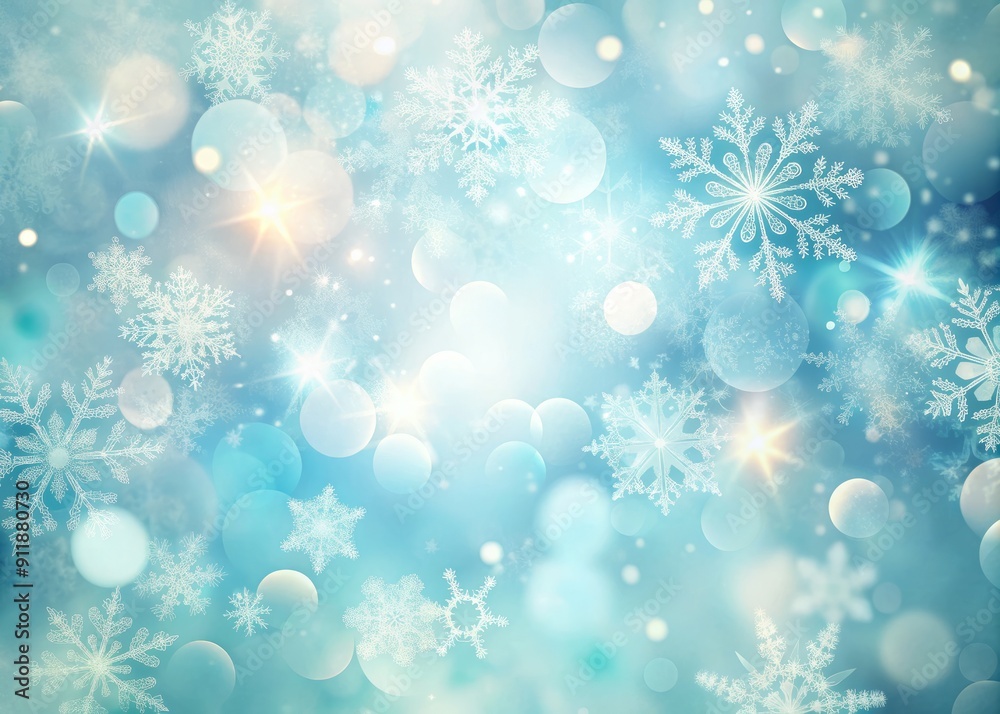 Soft pastel blue winter bokeh background with delicate snowflakes and frosty texture, perfect for Christmas holiday montages and winter time design projects. Soft pastel blue winter bokeh background with delicate snowflakes and frosty texture, perfect for Christmas holiday montages and winter time design projects.