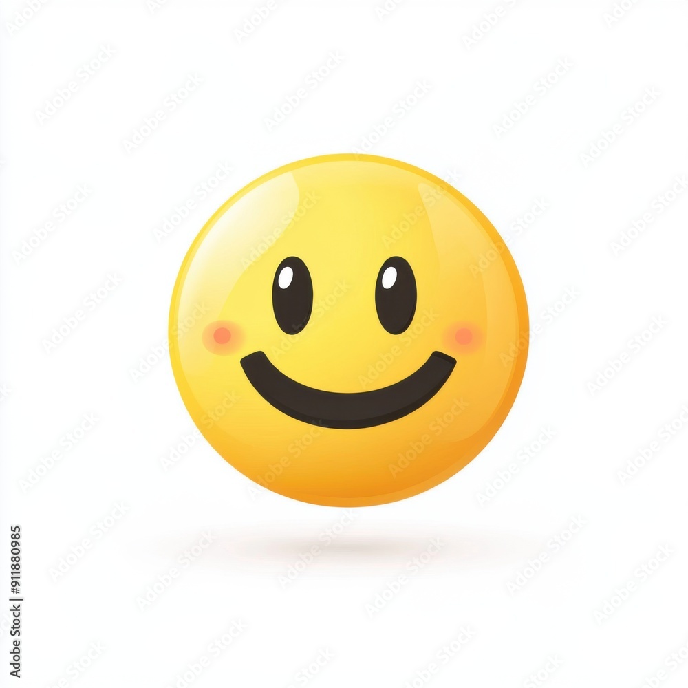 Fototapeta premium Cheerful Smiley Face Emoji in Flat Design on White Background