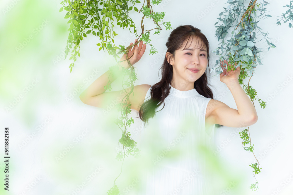 観葉植物 女性 ポートレート 観葉植物 女性 ポートレート