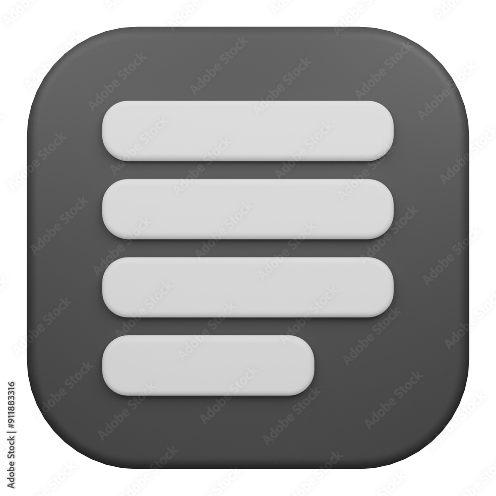 align left 3d icon isolated on the transparent background align left 3d icon isolated on the transparent background