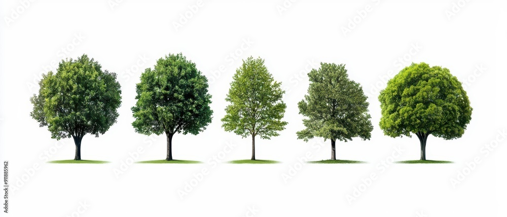 Minimal set of tree icons on an empty white background Minimal set of tree icons on an empty white background