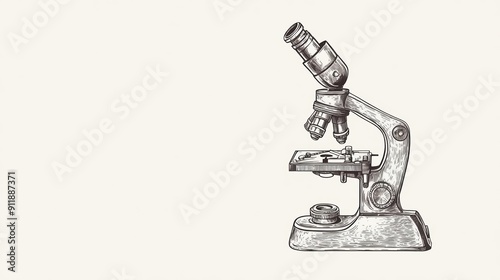 Vintage illustration of a single empty microscope