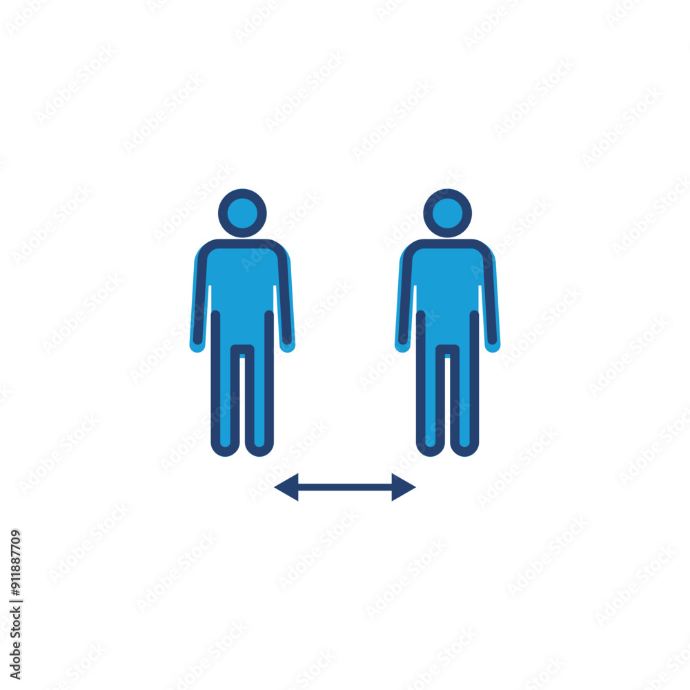 Social distance icon vector. social distancing icon. self quarantine sign Social distance icon vector. social distancing icon. self quarantine sign