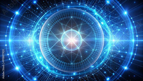 Futuristic technology concept with glowing quantum nexus core, futuristic, technology, quantum, glowing, core