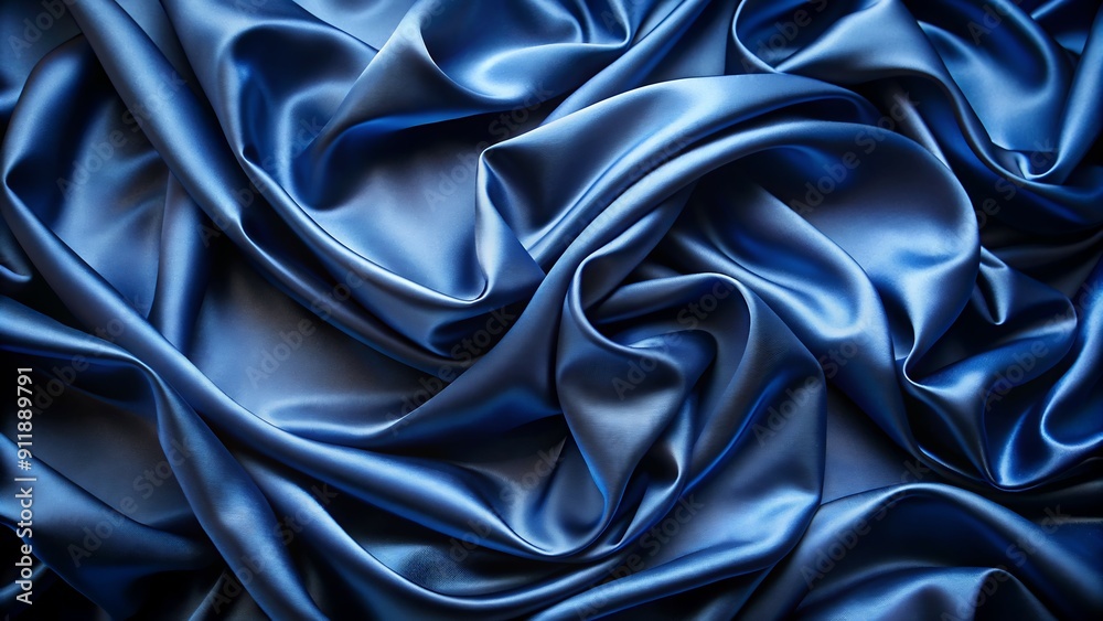 Obraz premium This classic navy blue silk background features a smooth, shiny texture and a touch of draping, perfect for adding a touch of sophistication to any project.