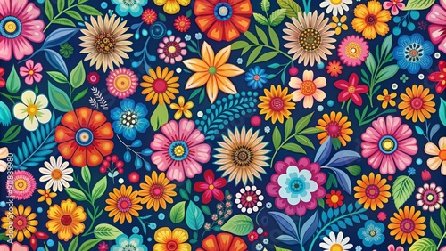 Seamless pattern with colorful floral design, flowers, seamless, pattern, floral, colorful, beautiful, nature, background
