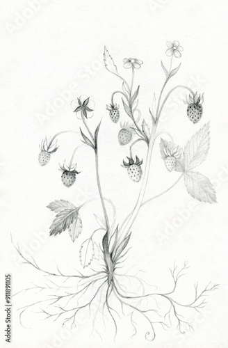  wild strawberry drawing