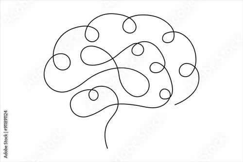 Wallpaper Mural Human brain continuous one line drawing of art vector illustration and intelligence outline concept
 Torontodigital.ca