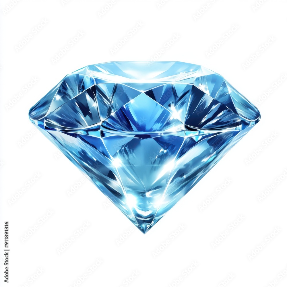 Shimmering Diamond Icon - Luxury Symbol in Blue Illustration on White Background Shimmering Diamond Icon - Luxury Symbol in Blue Illustration on White Background