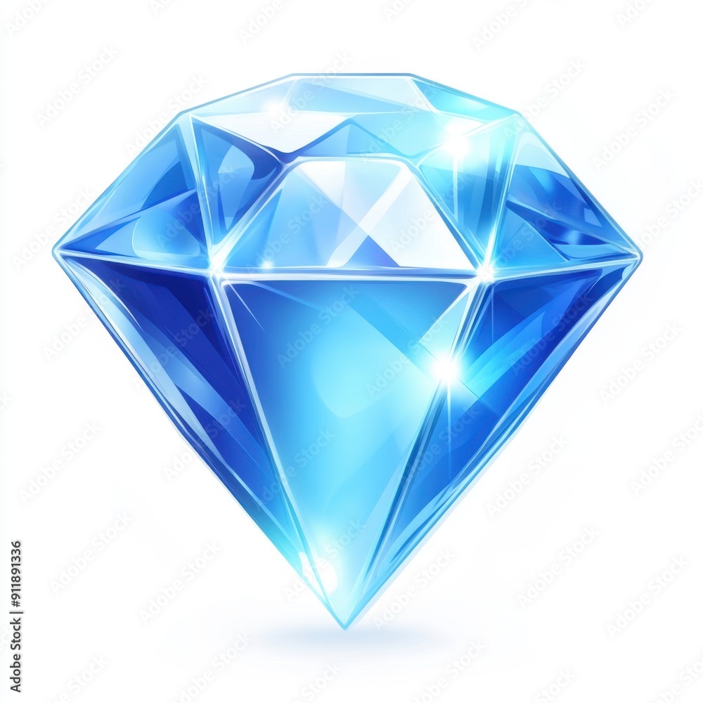 Glowing Diamond Icon - Luxury Symbol in Shiny Blue, Isolated on White Background Glowing Diamond Icon - Luxury Symbol in Shiny Blue, Isolated on White Background