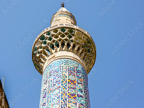 A photo capturing a Muslim man reciting the call to prayer, known as Adhan.