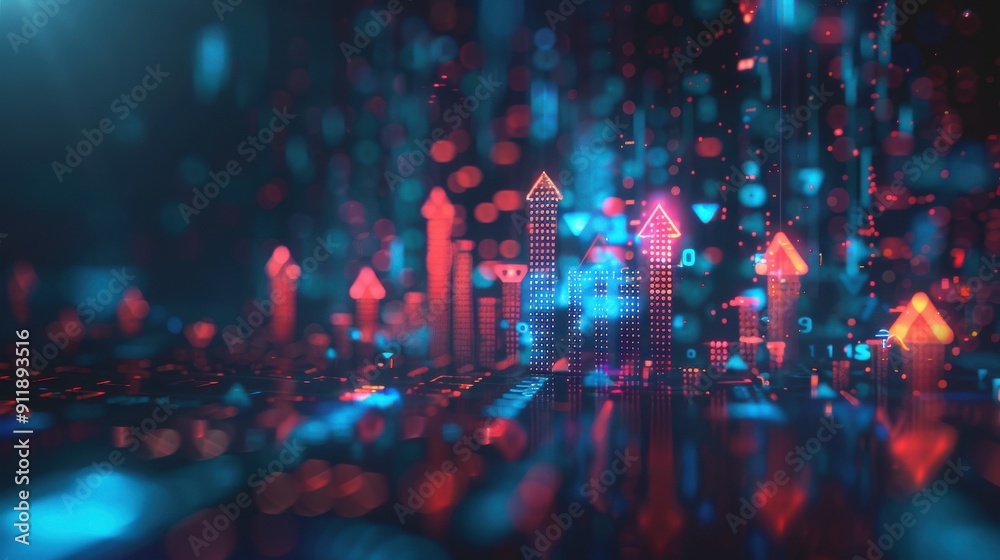 A colorful graph with many arrows pointing upwards A colorful graph with many arrows pointing upwards