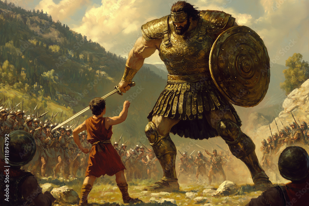 Naklejka premium Giant Goliath and David