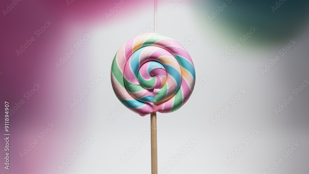 A colorful lollipop on a stick with an image of the rainbow, AI A colorful lollipop on a stick with an image of the rainbow, AI