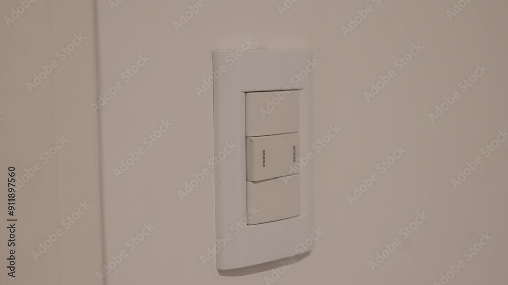 Interruptor de la luz siendo prendido y apagado. Prendido y apagado. Prender. Apagar.