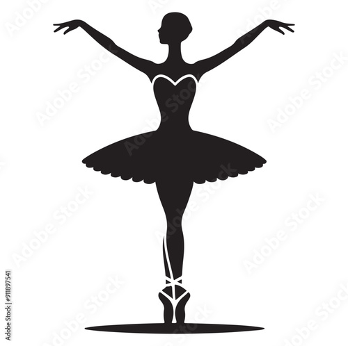 Minimal Ballerina vector icon in flat style silhouette vector isolated on white background