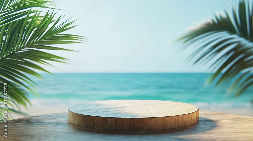 Obraz premium Tropical Style Platform with the Ocean as the Background