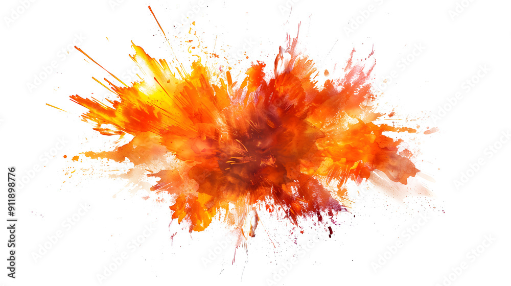 paint explosion, warm colors, isolated in white paint explosion, warm colors, isolated in white