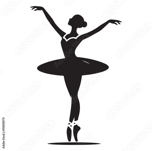 Minimal Ballerina vector icon in flat style silhouette vector isolated on white background