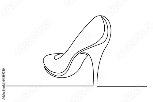 Continuous single one line drawing of woman high heeled beautiful fashion shoes vector illustration.