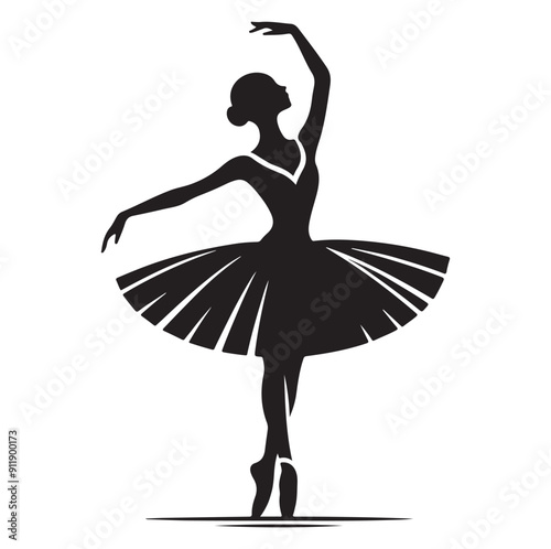 Minimal Ballerina vector icon in flat style silhouette vector isolated on white background