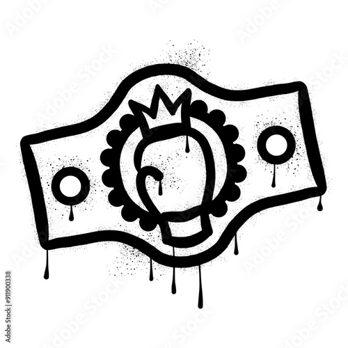 Hand drawn boxing belt graffiti with black spray paint